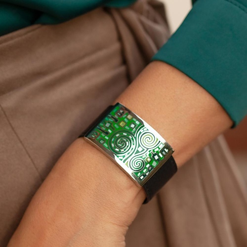 Браслет Fiore Luna на кожаном черном ремешке фото 3